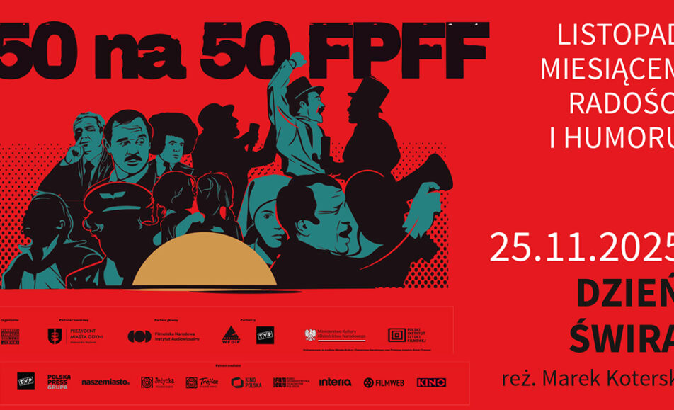 Kadr z filmu Dzień świra z datą i informacją o spotkaniu z Tolą Gagacką