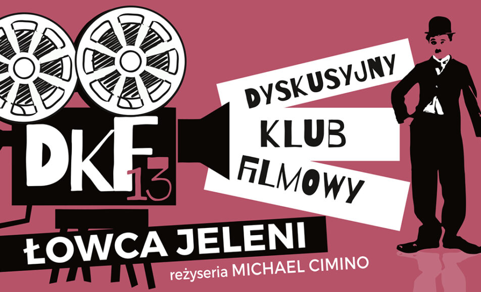 Plakat filmu Łowca jeleni z informacją o seansie 3 grudnia w Suwałkach