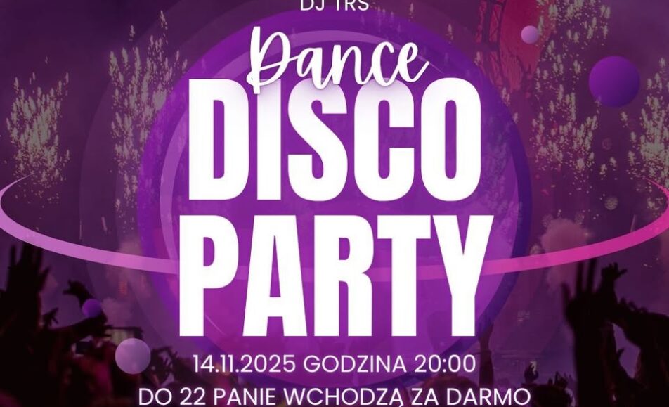 Plakat promujący imprezę taneczną Nad Kaczym z DJ TRS 14 listopada