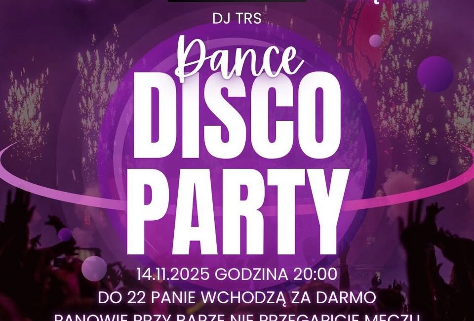 Plakat promujący imprezę taneczną Nad Kaczym z DJ TRS 14 listopada