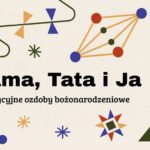 Dzieci i dorośli tworzą ozdoby choinkowe przy stole