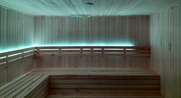 sauna sucha w aquaparku suwalki po modernizacji nowe oswietlenie i muzyka relaksacyjna