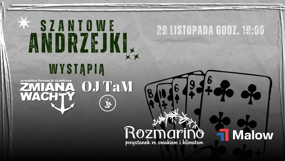 Zespół muzyczny występujący na scenie podczas koncertu szantowego