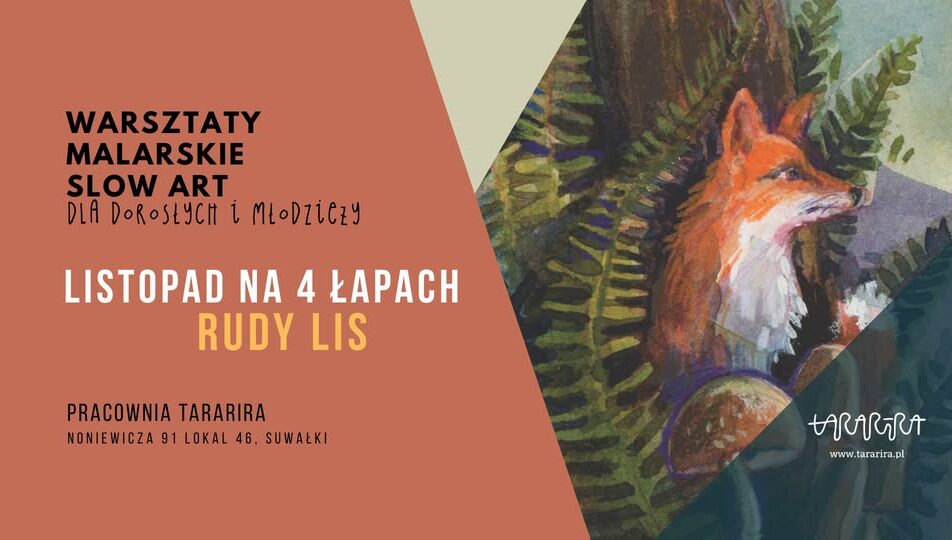 ilustracja przedstawiająca lisa w jesiennej kolorystyce