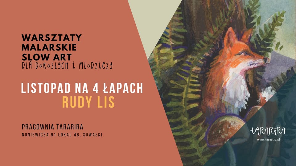ilustracja przedstawiająca lisa w jesiennej kolorystyce