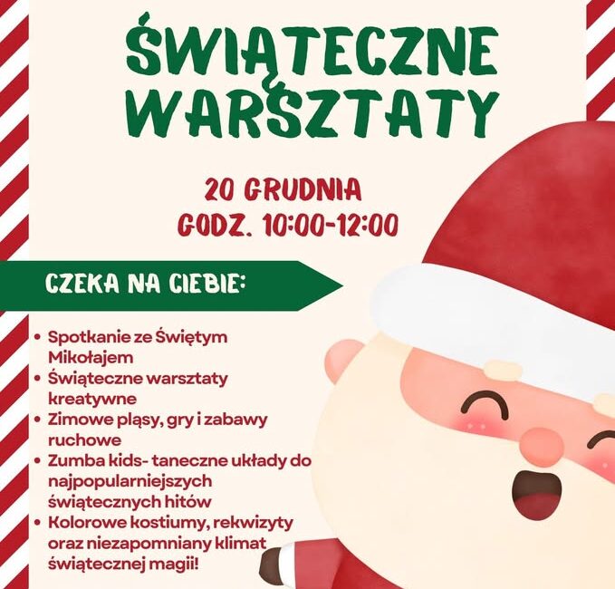 Warsztaty ze św. Mikołajem i Elfami Święty Mikołaj i Elfy podczas warsztatów świątecznych dla dzieci