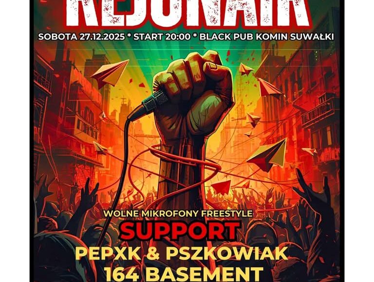 Rejonair i support Pepxk x PszkoWiak na plakacie koncertowym