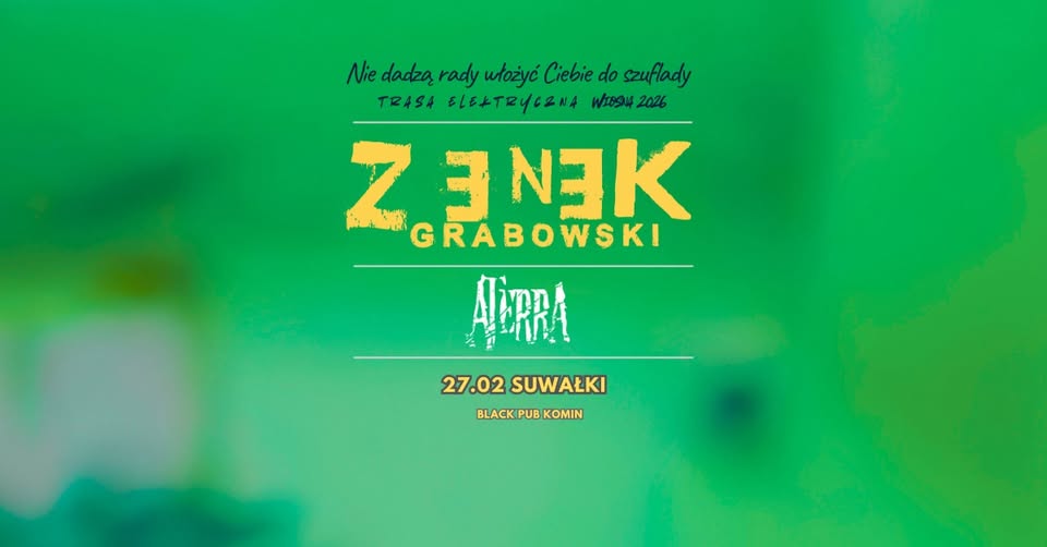 Zenek Grabowski i Aterra na plakacie promującym koncert w Suwałkach