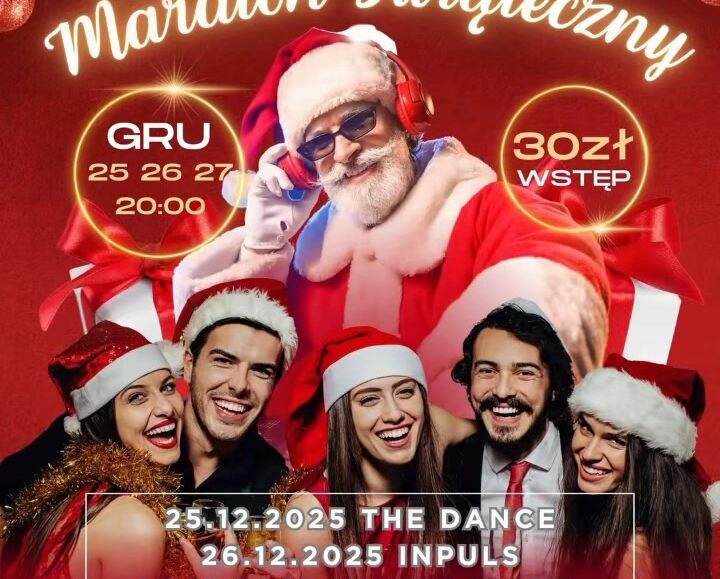 plakat Maratonu Świątecznego z datami i nazwami zespołów