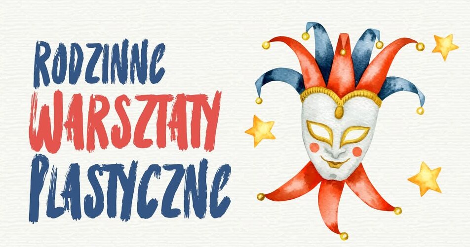 Kolorowe maski dekorowane przez uczestników warsztatów plastycznych