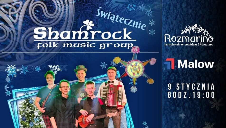 Zespół Shamrock podczas świątecznego koncertu z instrumentami folkowymi