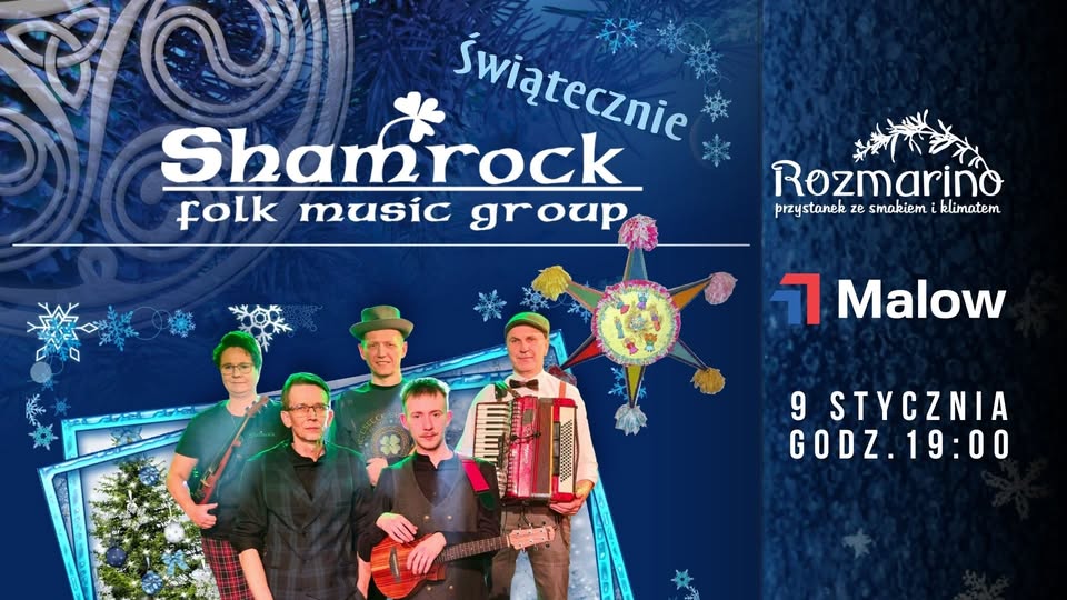Zespół Shamrock podczas świątecznego koncertu z instrumentami folkowymi
