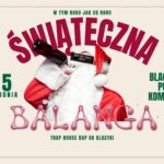 Świąteczna balanga w Kominie plakat zapowiadający świąteczną balangę w klubie Komin w Suwałkach