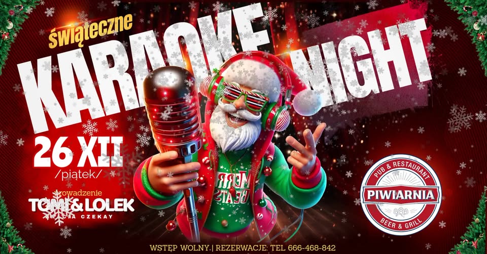 Bracia Czekay prowadzący świąteczne karaoke w Piwiarni