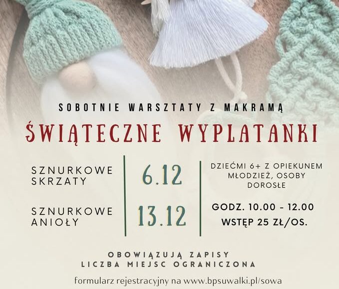 świąteczne dekoracje ze sznurka podczas warsztatów rękodzieła