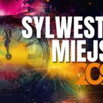 Sylwestrowa scena miejska z tłumem ludzi i oprawą świetlną