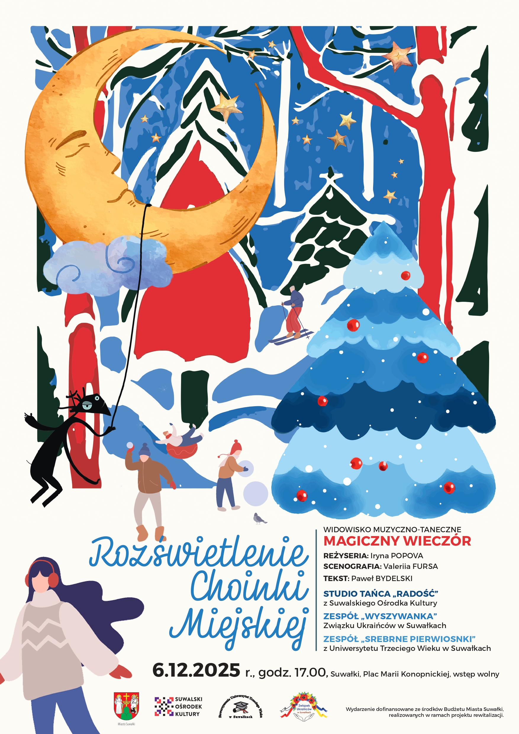 Rozświetlenie Miejskiej Choinki i widowisko "Magiczny Wieczór" w Suwałkach Rozświetlenie Miejskiej Choinki i widowisko