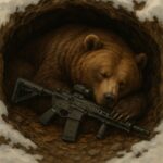 Zawodnik celujący na strzelnicy podczas zawodów strzeleckich