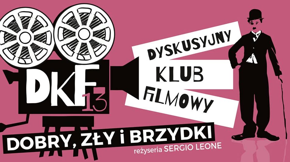 Plakat filmu Dobry, zły i brzydki z informacją o pokazie w Suwalskim Ośrodku Kultury