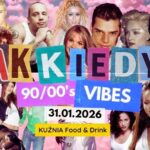 Plakat imprezy JAK KIEDYŚ w stylu lat 90. i 2000.