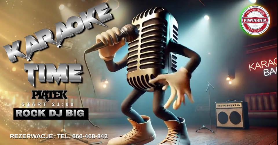 Plakat karaoke z DJ Big z datą wydarzenia