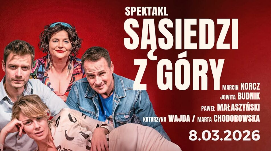 aktorzy spektaklu Sąsiedzi z góry występujący na scenie