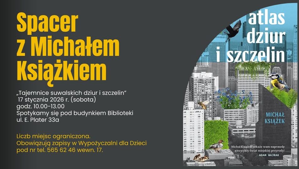 Michał Książek prowadzący spacer przyrodniczy w przestrzeni miejskiej