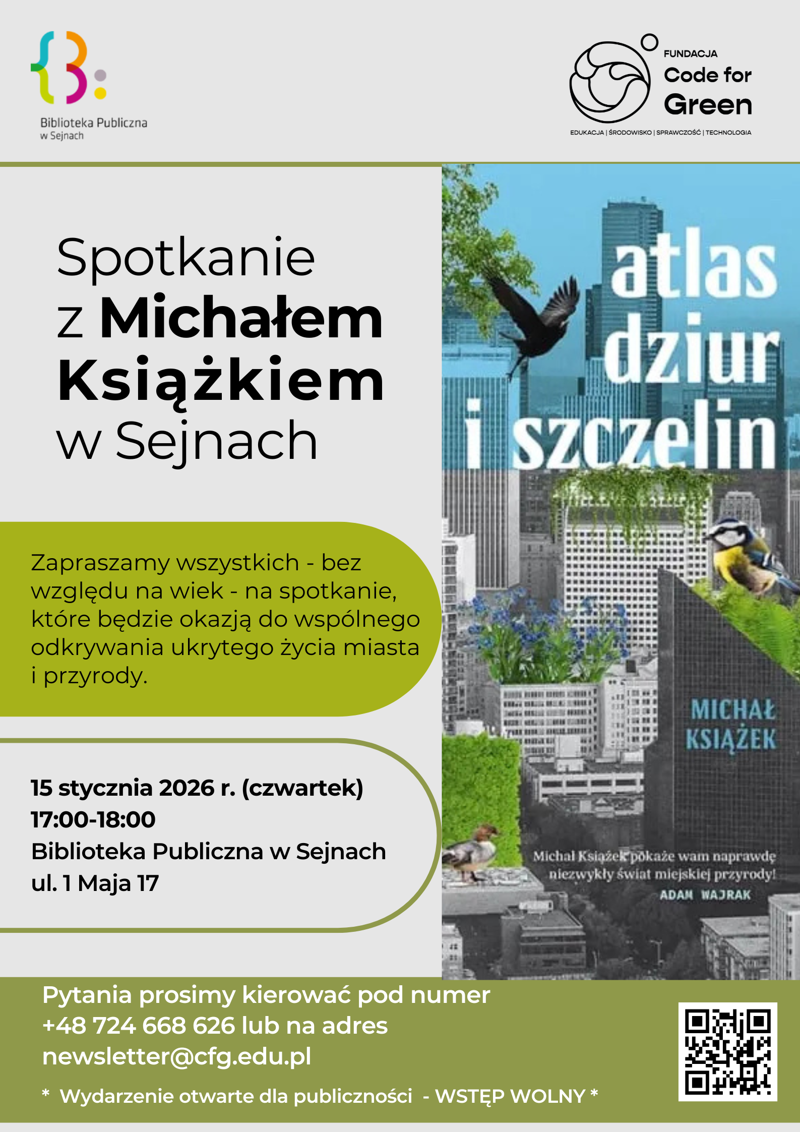Spotkanie autorskie z Michałem Książkiem w Sejnach