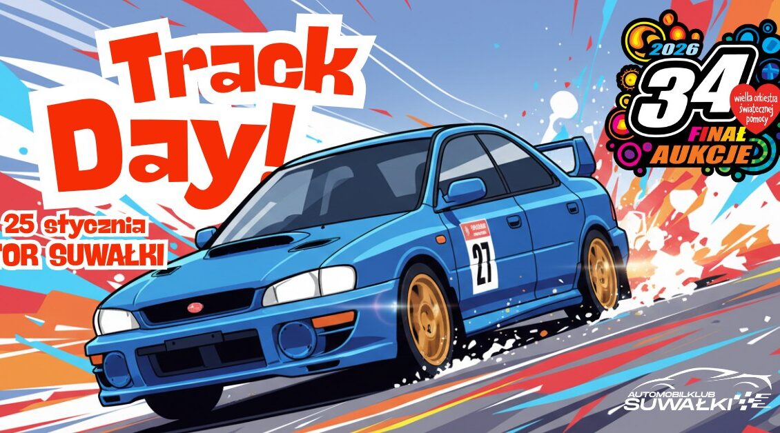 samochody na torze podczas zimowego track day w Suwałkach