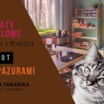 ilustracja kota w stylu akwarelowym w otoczeniu przyborów malarskich