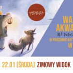 malarstwo akwarelowe przedstawiające zimowy pejzaż
