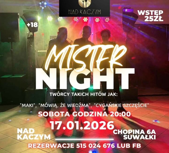Zespół Mister Night wystąpi podczas zabawy tanecznej w Nad Kaczym