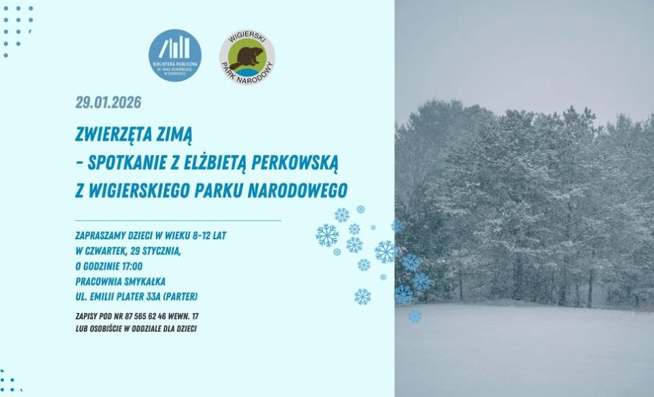 Elżbieta Perkowska prowadzi spotkanie o zwierzętach zimą dla dzieci