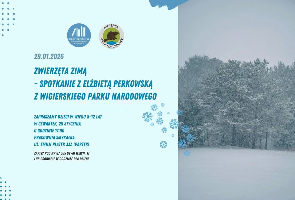 Elżbieta Perkowska prowadzi spotkanie o zwierzętach zimą dla dzieci