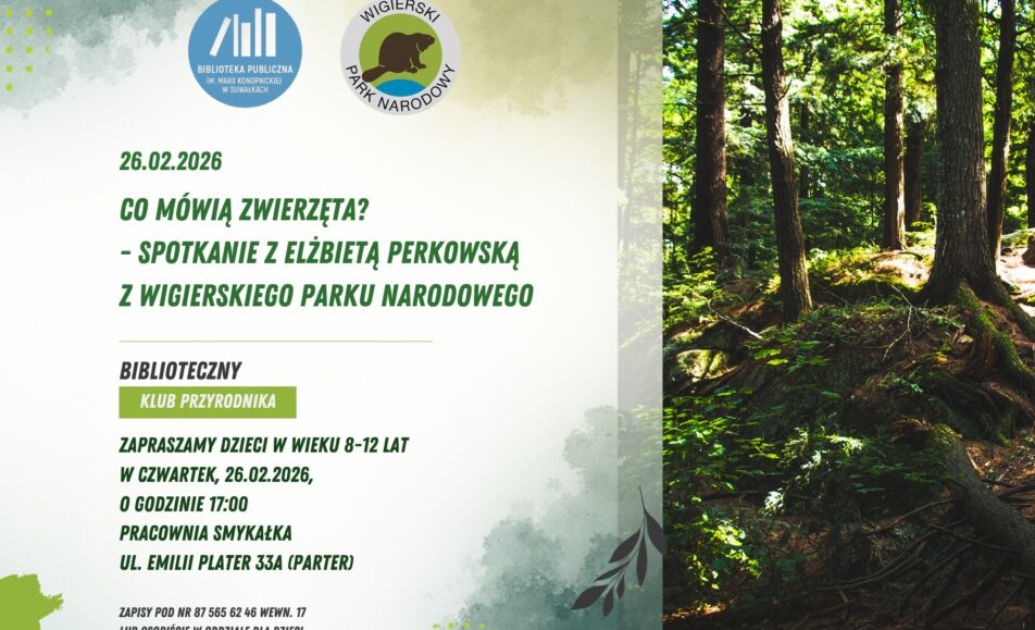Co mówią zwierzęta? Spotkanie z Elżbietą Perkowską Elżbieta Perkowska prowadzi spotkanie dla dzieci w bibliotece