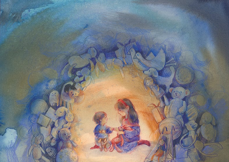 Marta Taraszkiewicz czytająca bajkę dzieciom