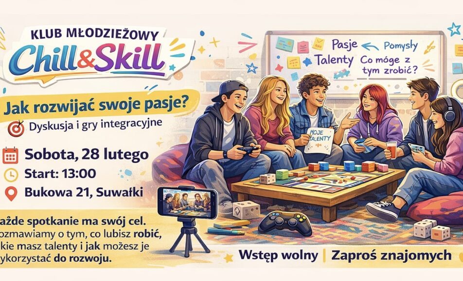Młodzież uczestnicząca w spotkaniu w klubie.