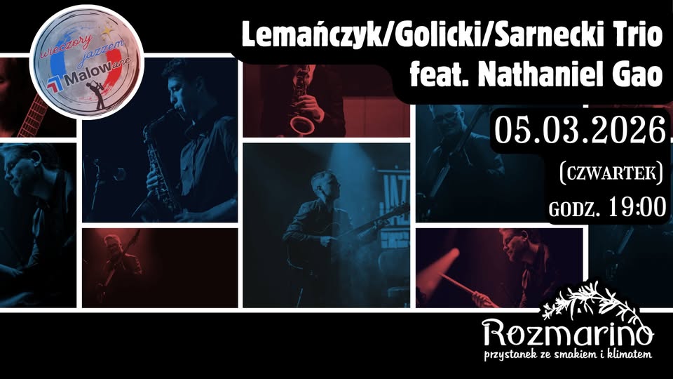 Trio Lemańczyk/Golicki/Sarnecki z Nathaniel Gao na scenie