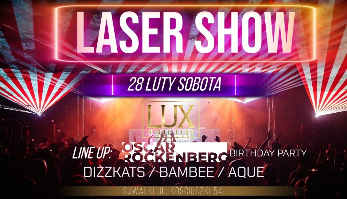 Laser Show w Lux Night Club DJ za konsoletą w klubie nocnym z efektami laserowymi