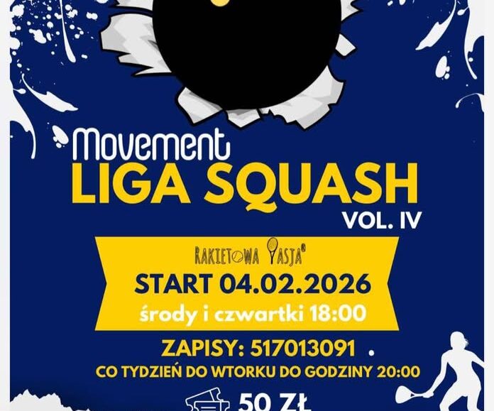 plakat Movement Ligi Squasha vol. IV z datą wydarzenia