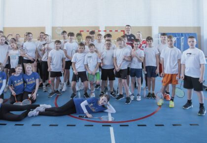 pokaz badmintona dla uczniow szkoly podstawowej nr 4 w suwalkach