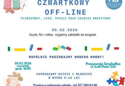Czwartkowy OFF-LINE w Bibliotece: warsztaty szycia zakładek dla młodzieży