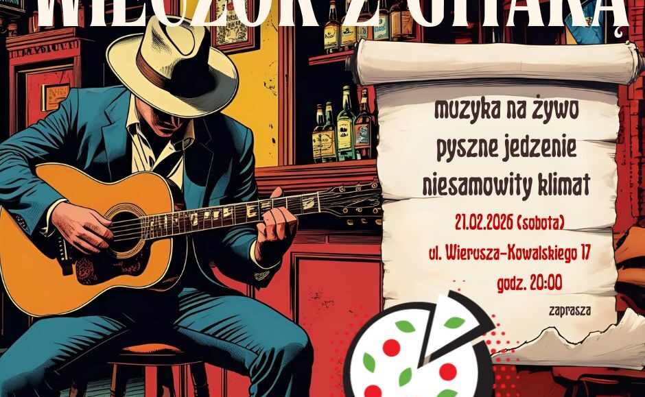 Andrzej Makarewicz gra na gitarze w Boto Pizza