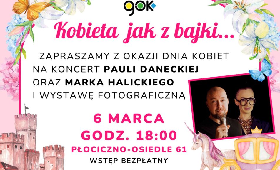 Koncert Pauli Daneckiej i Marka Halickiego z okazji Dnia Kobiet Paula Danecka i Marek Halicki grający na scenie.