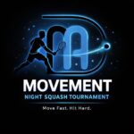 Uczestnicy grający w squash oraz bawiący się na trampolinach.