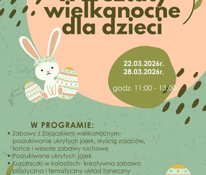 Dzieci bawiące się podczas warsztatów wielkanocnych.