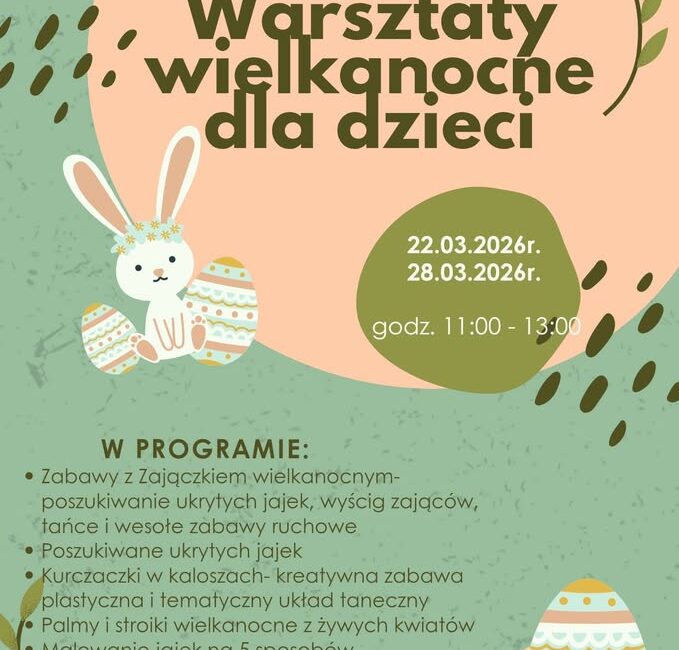 Dzieci bawiące się podczas warsztatów wielkanocnych.