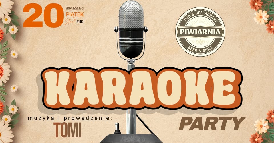 Wiosenne Karaoke Party w Piwiarni Mikrofon na scenie w Piwiarni.