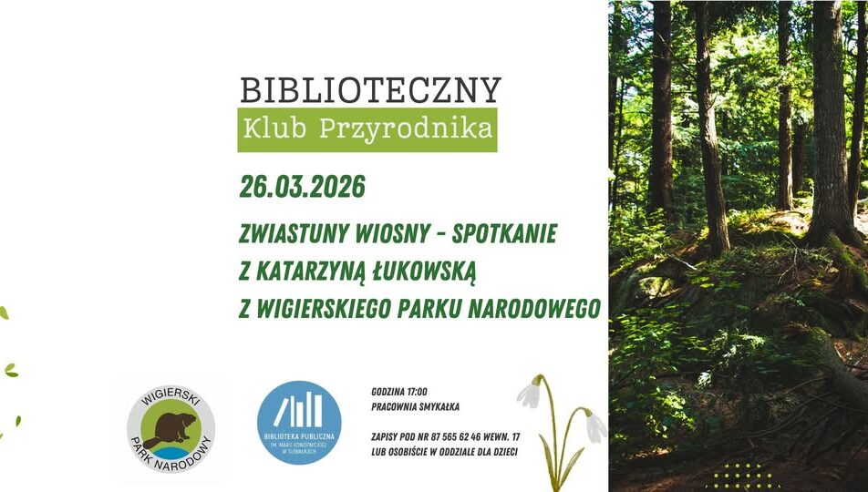 Spotkanie w bibliotece dotyczące zwiastunów wiosny.