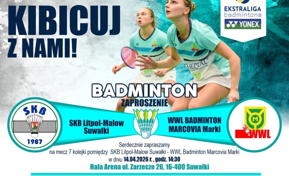 Zawodnicy badmintona podczas meczu w Suwałkach